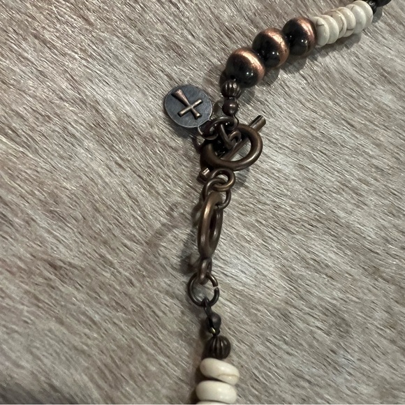 Organic Brown and Cream Beaded Necklace - Picture 3 of 4